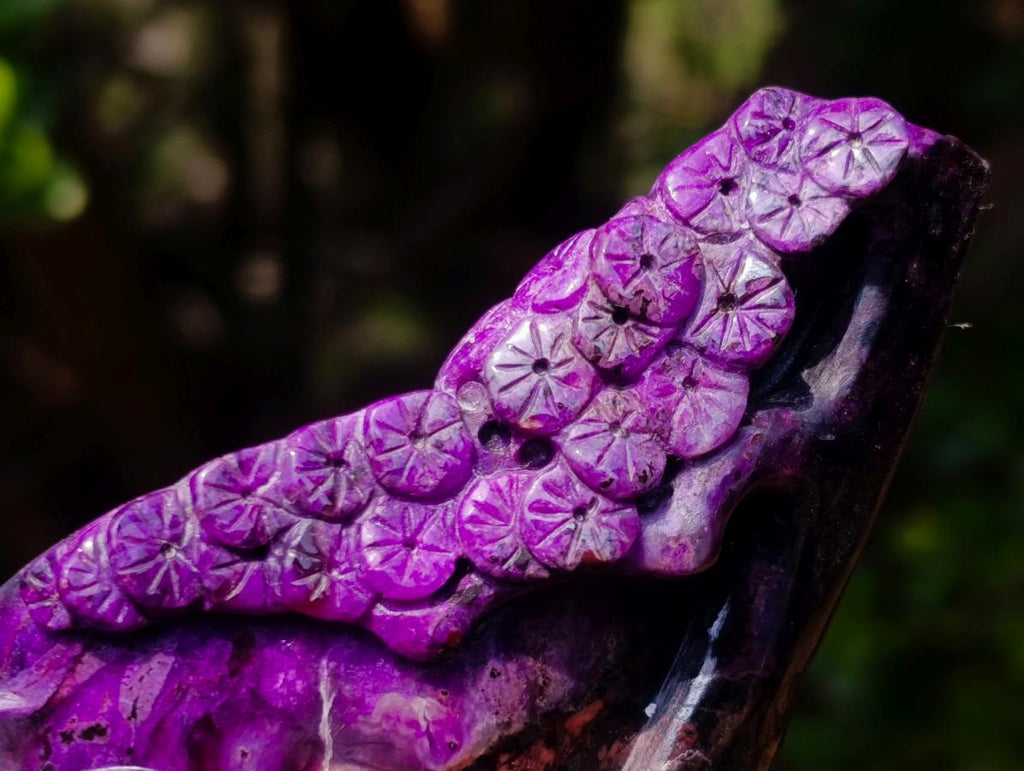 Hand Made Super Rare Sugilite Laughing Buddha (Maitreya) Under a Blossoming Tree x 1 From Wessels Mine, South Africa