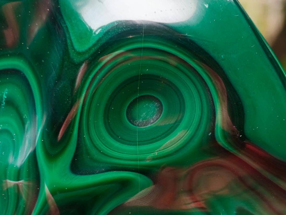 Polished Perfect Ring-Eye Patterned Malachite Gemstone Plate Specimen x 1 From Kolwezi, Congo