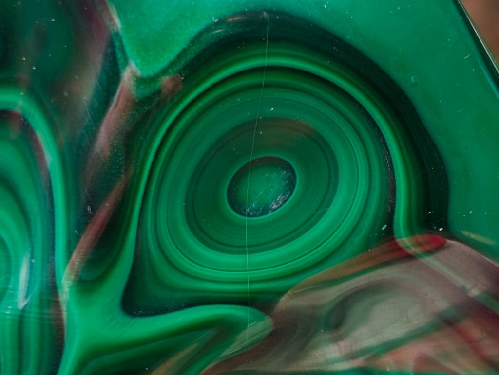 Polished Perfect Ring-Eye Patterned Malachite Gemstone Plate Specimen x 1 From Kolwezi, Congo