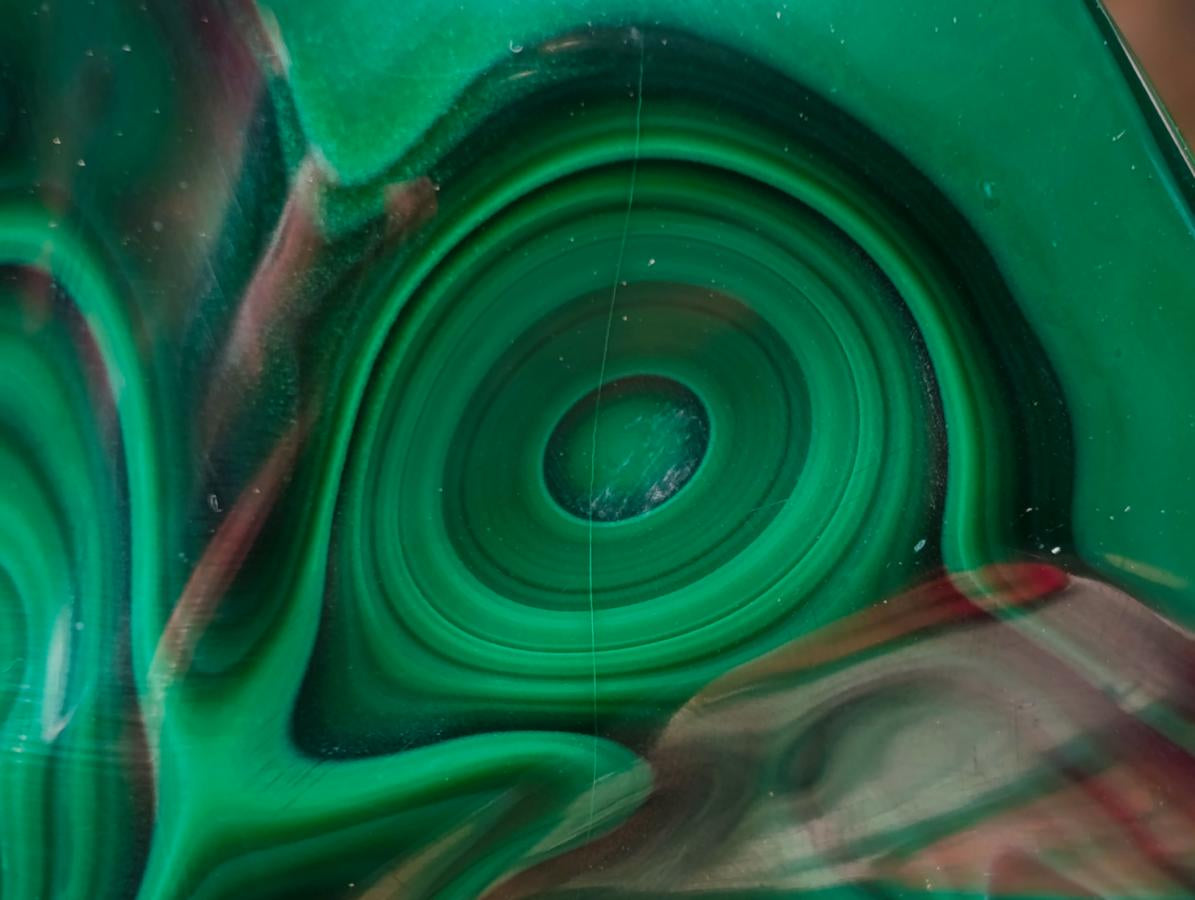 Polished Perfect Ring-Eye Patterned Malachite Gemstone Plate Specimen x 1 From Kolwezi, Congo