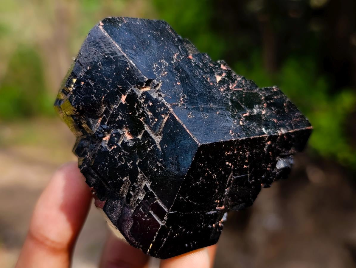 Natural Shiny Black Schorl Mercedes Star Terminated Crystal x 1 From Erongo, Namibia