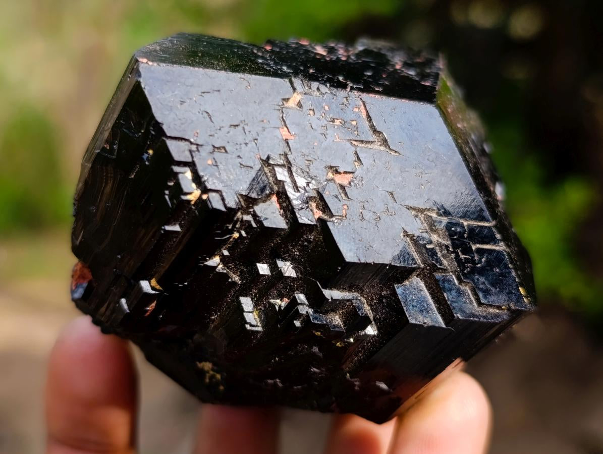 Natural Shiny Black Schorl Mercedes Star Terminated Crystal x 1 From Erongo, Namibia