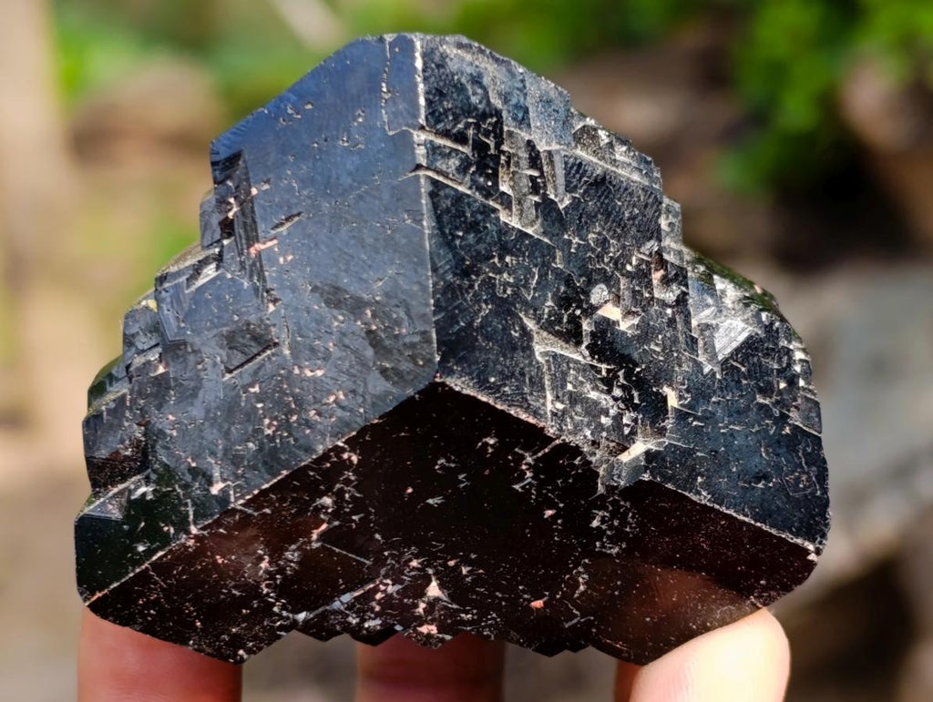 Natural Shiny Black Schorl Mercedes Star Terminated Crystal x 1 From Erongo, Namibia