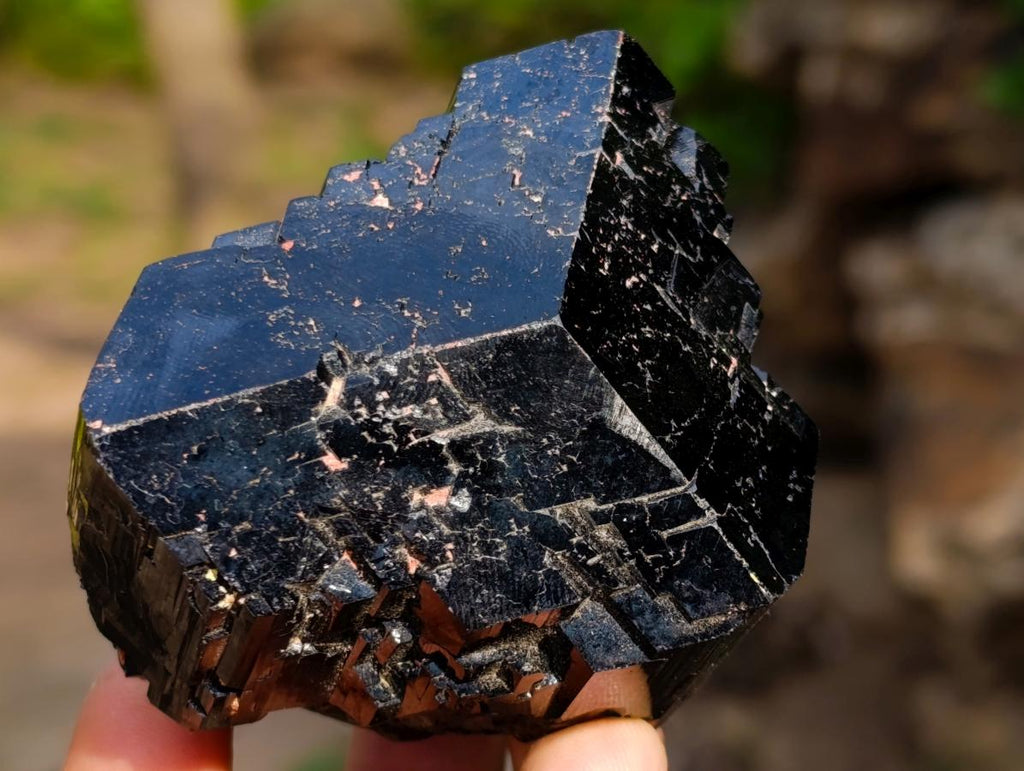 Natural Shiny Black Schorl Mercedes Star Terminated Crystal x 1 From Erongo, Namibia