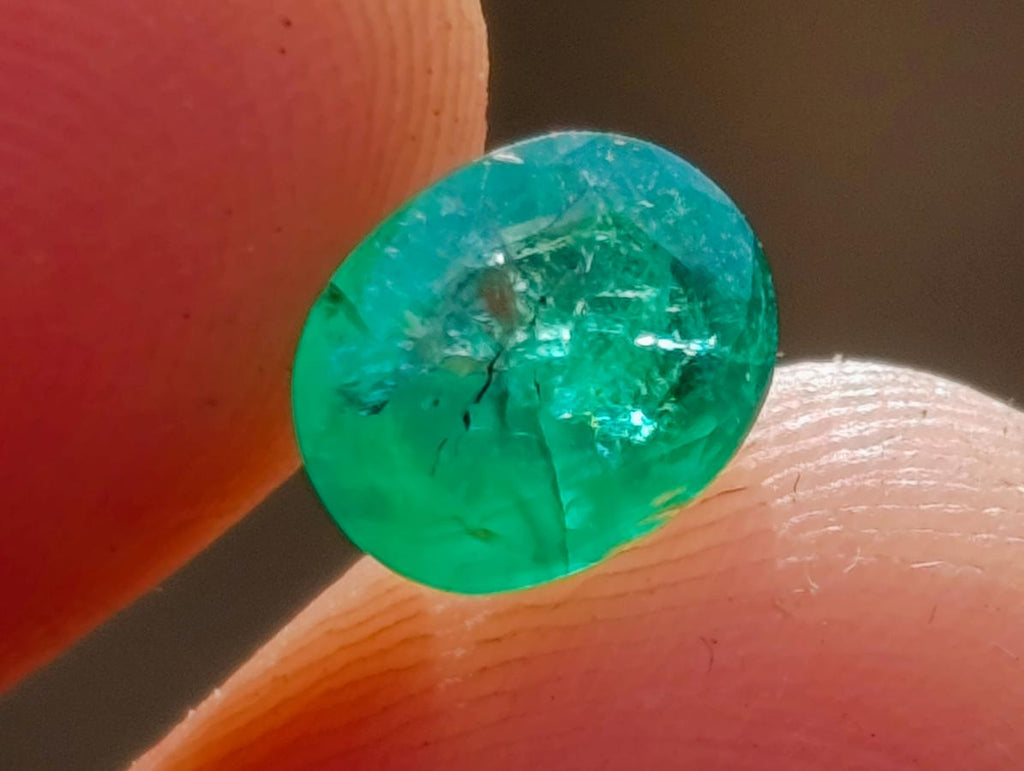 Polished 0.76 Carat 8 mm Oval Sandawana Faceted Emerald Stone x 1 From Sandawana, Zimbabwe
