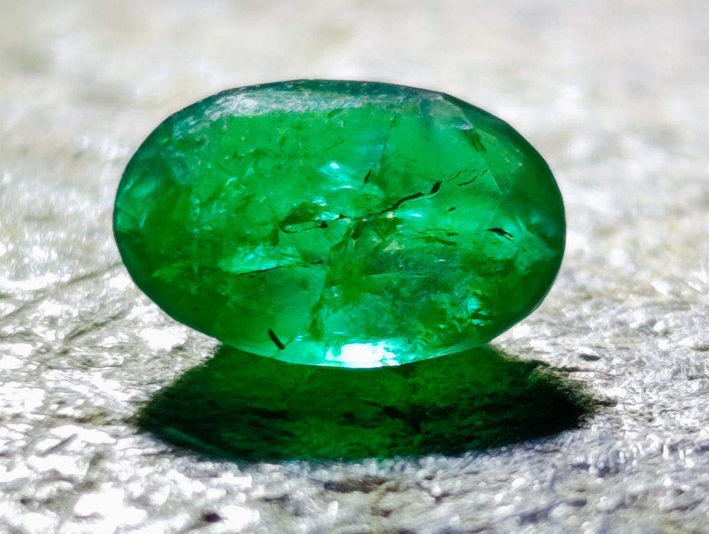 Polished 0.76 Carat 8 mm Oval Sandawana Faceted Emerald Stone x 1 From Sandawana, Zimbabwe