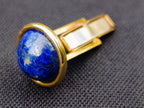 Hand Made Pair of Excellent Lapis Lazuli Cufflinks Set in 18 Carat Gold x 1 From Afghanistan