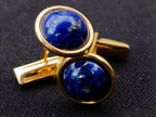 Hand Made Pair of Excellent Lapis Lazuli Cufflinks Set in 18 Carat Gold x 1 From Afghanistan