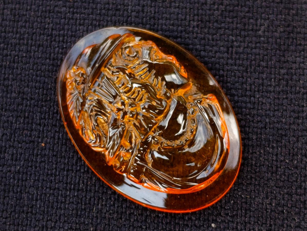 Hand Made Carved Princess Fossil Amber Vintage Cameo Jewellery Piece x 1 From Poland