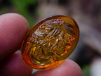 Hand Made Carved Princess Fossil Amber Vintage Cameo Jewellery Piece x 1 From Poland