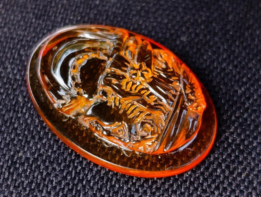 Hand Made Carved Princess Fossil Amber Vintage Cameo Jewellery Piece x 1 From Poland