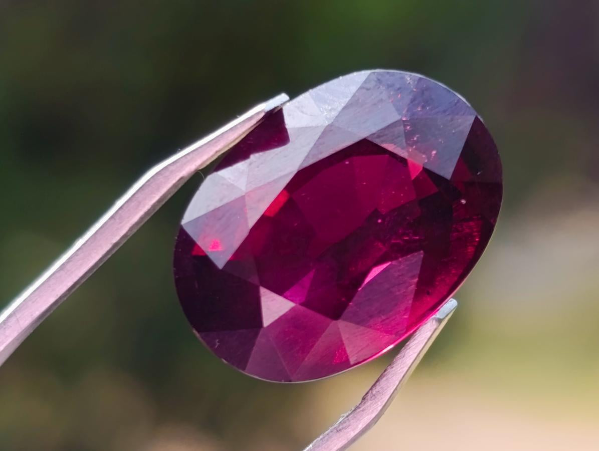 Polished 9 Carat Raspberry Red Rhodolite Garnet Faceted Stone x 1 From Tanga, Tanzania