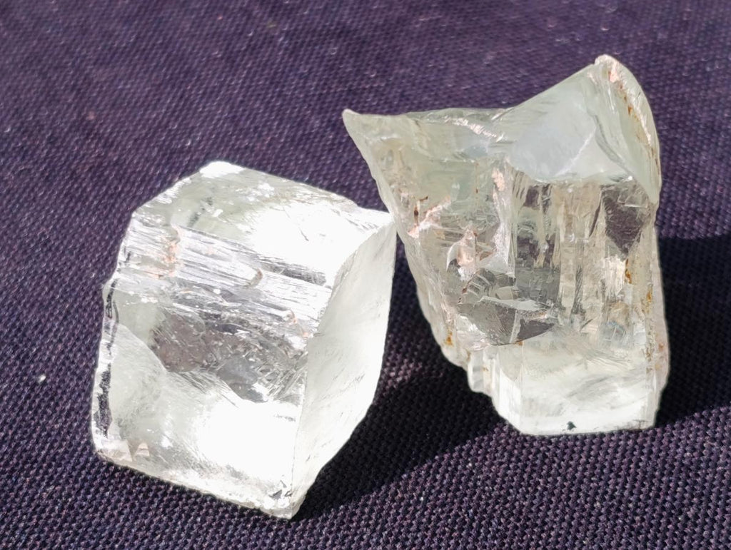 Natural 300 Carat Pair of Clear Triphane Rough Faceting Crystals x 1 From Afghanistan