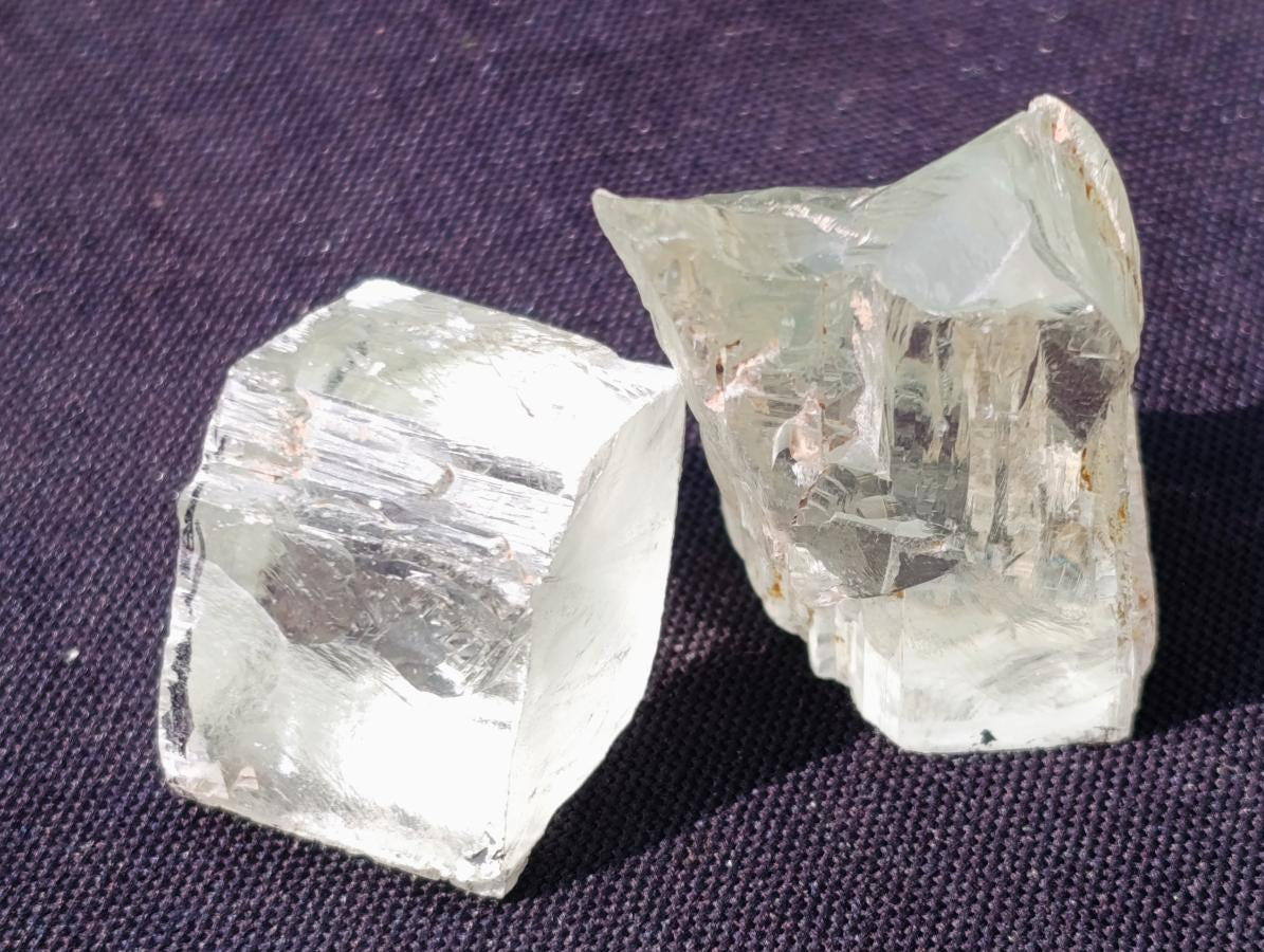 Natural 300 Carat Pair of Clear Triphane Rough Faceting Crystals x 1 From Afghanistan