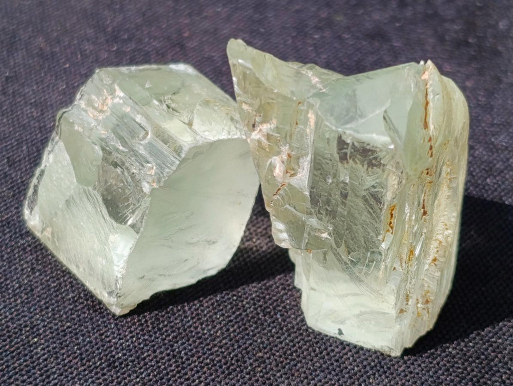 Natural 300 Carat Pair of Clear Triphane Rough Faceting Crystals x 1 From Afghanistan
