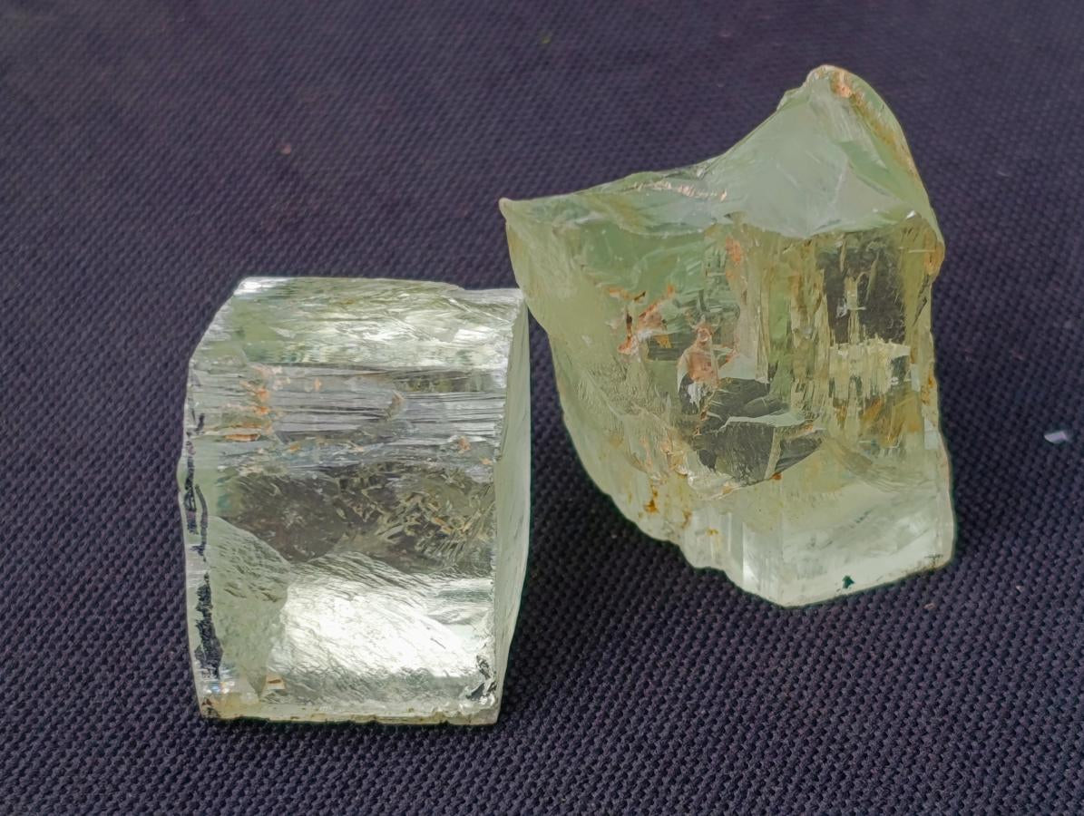 Natural 300 Carat Pair of Clear Triphane Rough Faceting Crystals x 1 From Afghanistan