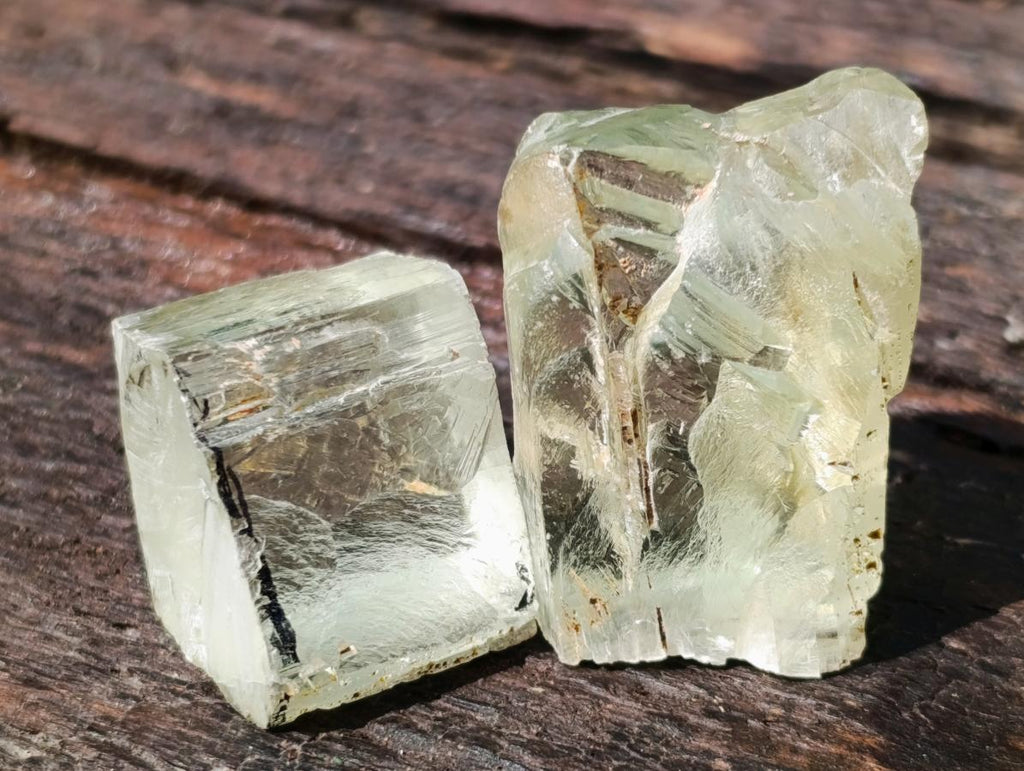 Natural 300 Carat Pair of Clear Triphane Rough Faceting Crystals x 1 From Afghanistan