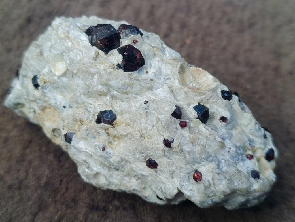 Natural Pyrope Garnet Rhombic Dodecahedron Crystals in White Feldspar Quartz Schist x 1 From Karibib, Namibia