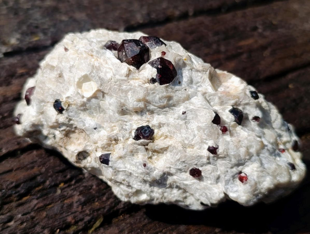 Natural Pyrope Garnet Rhombic Dodecahedron Crystals in White Feldspar Quartz Schist x 1 From Karibib, Namibia