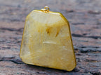 Hand Made Golden Rutilated Quartz in 9 ct Gold Pendant x 1 From Madagascar