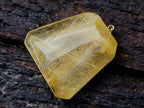 Hand Made Golden Rutilated Quartz in 9 ct Gold Pendant x 1 From Madagascar