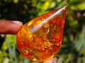 Hand Made Outstandingly Bright Fossil Amber Pendant on an 14 Carat Gold Bezel x 1 From Poland