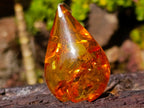 Hand Made Outstandingly Bright Fossil Amber Pendant on an 14 Carat Gold Bezel x 1 From Poland