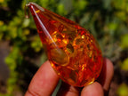 Hand Made Outstandingly Bright Fossil Amber Pendant on an 14 Carat Gold Bezel x 1 From Poland