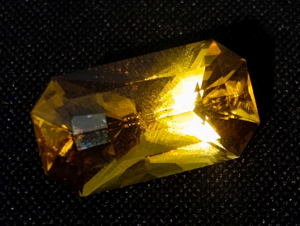 Polished Fancy Checkerboard Cushion Rectangular Citrine Faceted Stone x 1 From South Africa