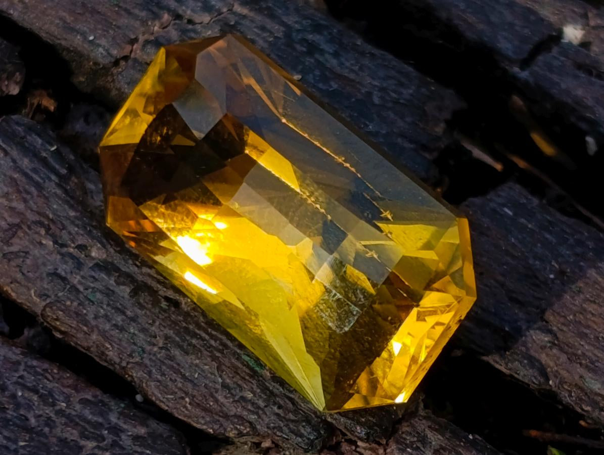 Polished Fancy Checkerboard Cushion Rectangular Citrine Faceted Stone x 1 From South Africa