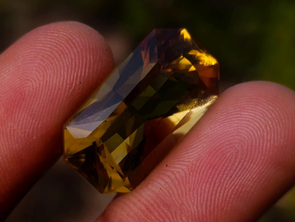 Polished Fancy Checkerboard Cushion Rectangular Citrine Faceted Stone x 1 From South Africa