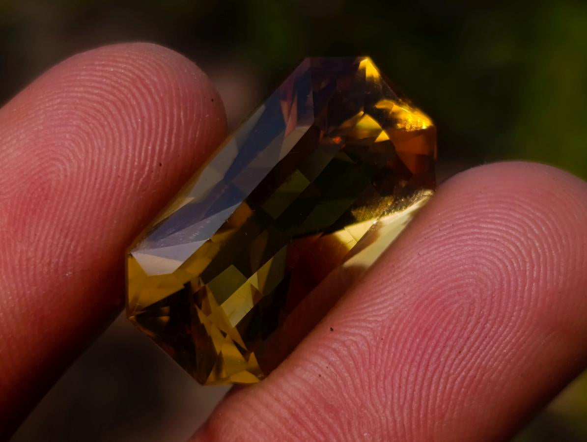 Polished Fancy Checkerboard Cushion Rectangular Citrine Faceted Stone x 1 From South Africa