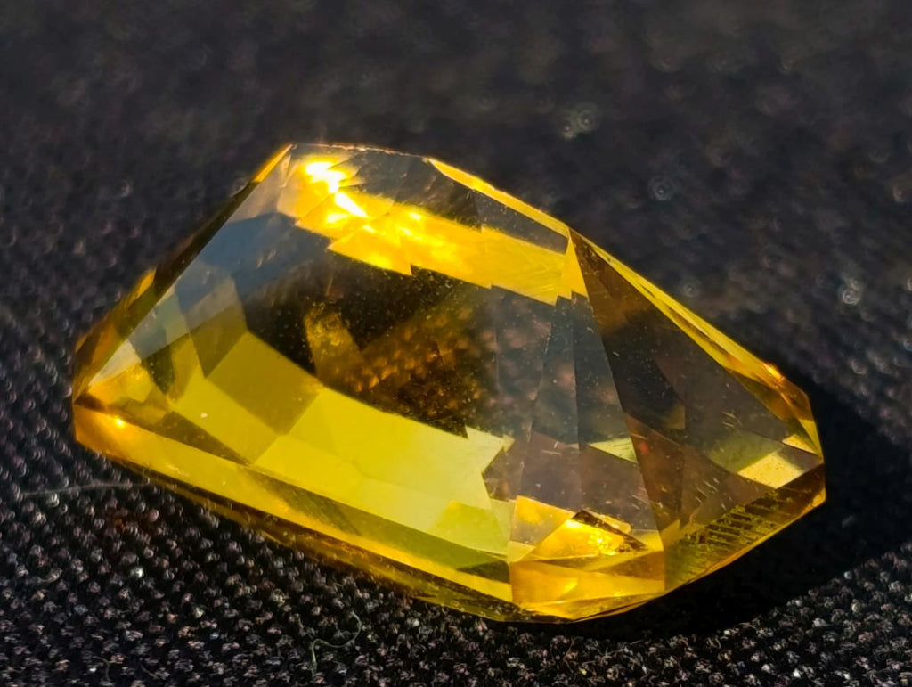 Polished Fancy Checkerboard Cushion Rectangular Citrine Faceted Stone x 1 From South Africa