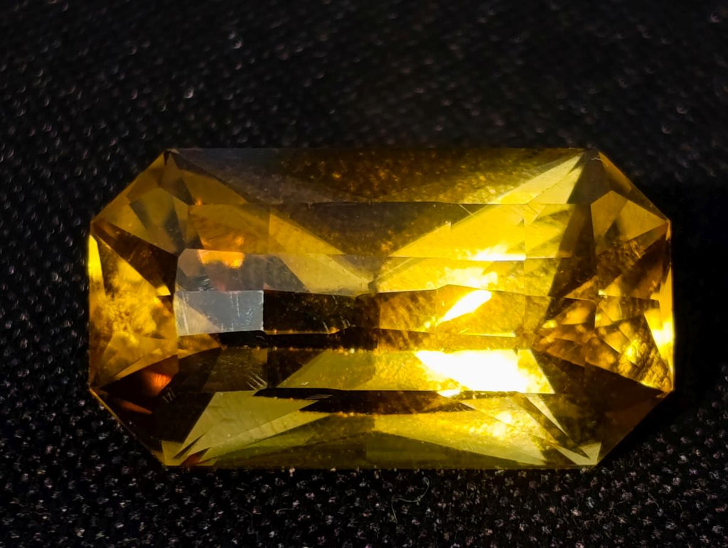 Polished Fancy Checkerboard Cushion Rectangular Citrine Faceted Stone x 1 From South Africa
