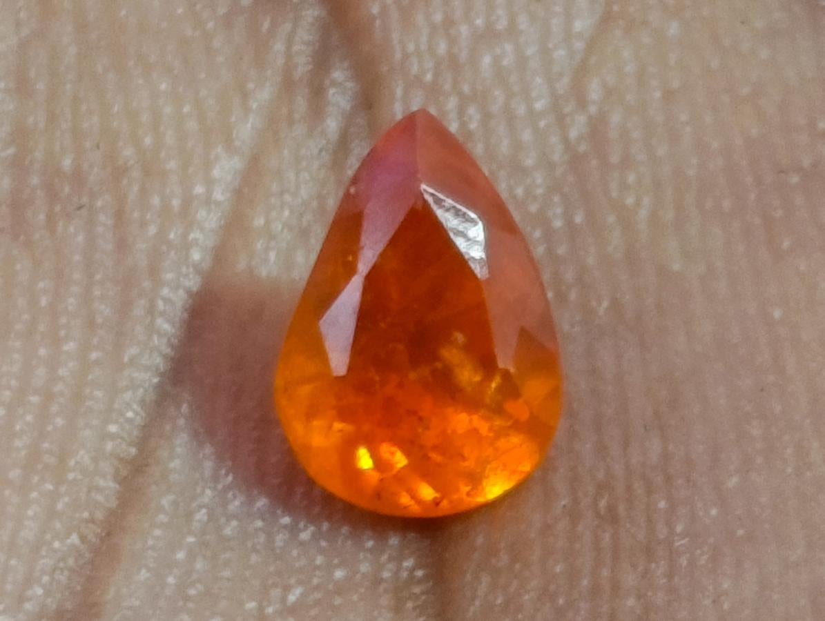 Polished Set of 7 Rare Bright Mandarin Garnet Faceted Stones x 1 From Sperrgebiet, Namibia