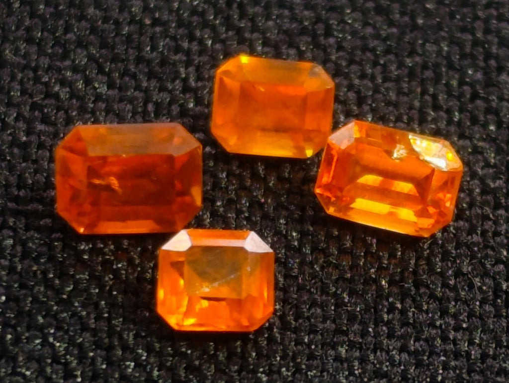 Polished Set of 7 Rare Bright Mandarin Garnet Faceted Stones x 1 From Sperrgebiet, Namibia