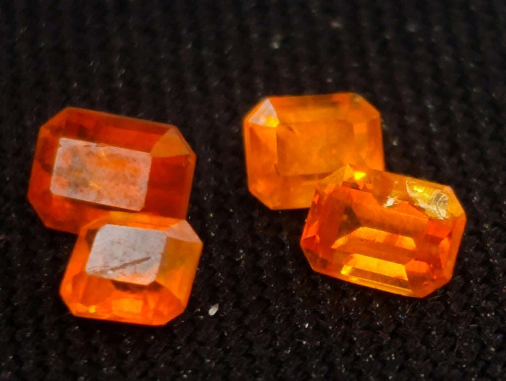 Polished Set of 7 Rare Bright Mandarin Garnet Faceted Stones x 1 From Sperrgebiet, Namibia