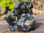 Natural Fluorescent Hyalite Crystalline Opal with Schorl Black Tourmaline Crystal Cluster x 1 From Erongo, Namibia