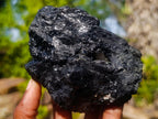 Natural Fluorescent Hyalite Crystalline Opal with Schorl Black Tourmaline Crystal Cluster x 1 From Erongo, Namibia