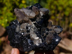Natural Fluorescent Hyalite Crystalline Opal with Schorl Black Tourmaline Crystal Cluster x 1 From Erongo, Namibia
