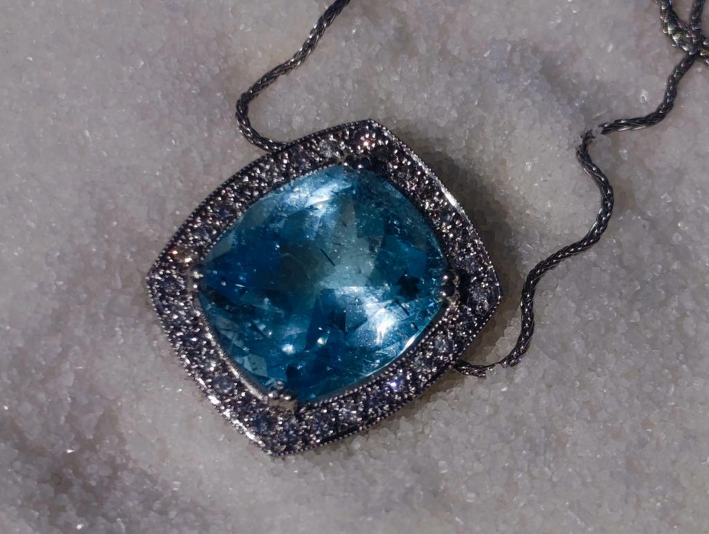 Hand Made Superb Swiss Blue Topaz Necklace x 1 From South Africa