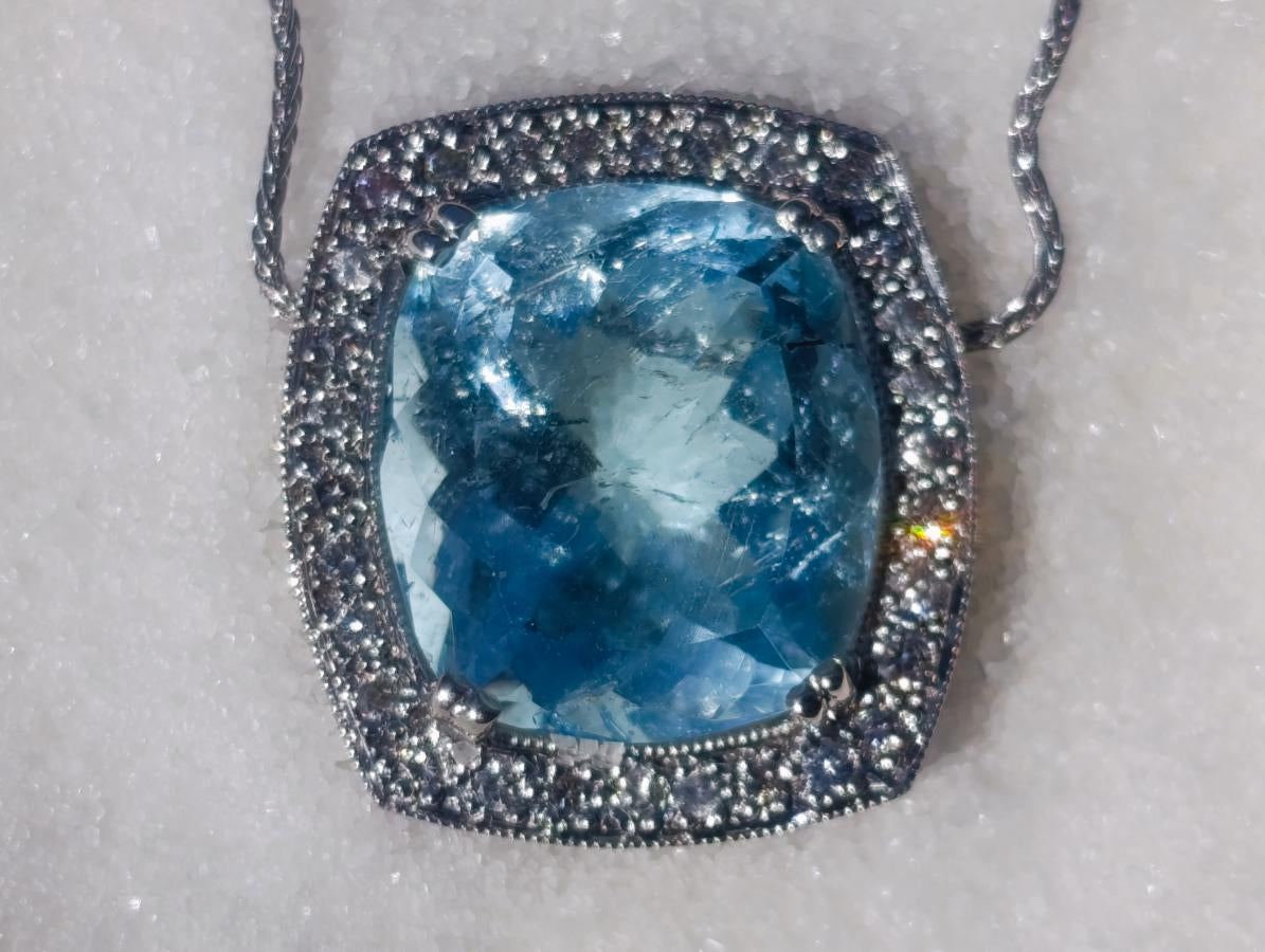 Hand Made Superb Swiss Blue Topaz Necklace x 1 From South Africa