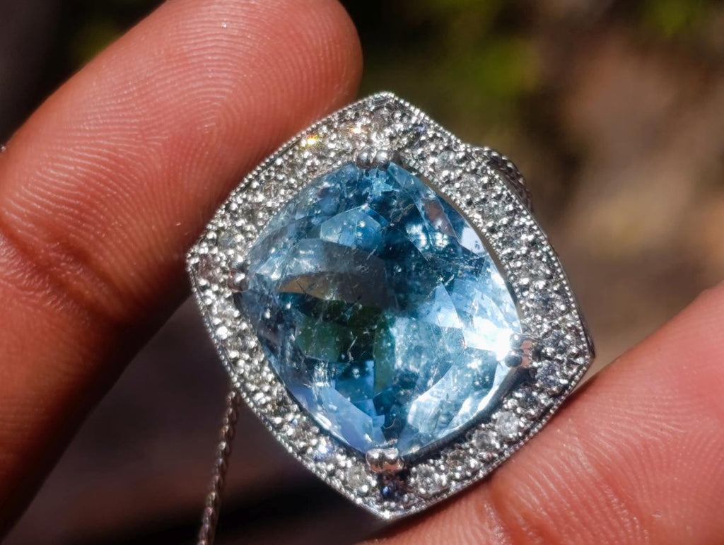Hand Made Superb Swiss Blue Topaz Necklace x 1 From South Africa