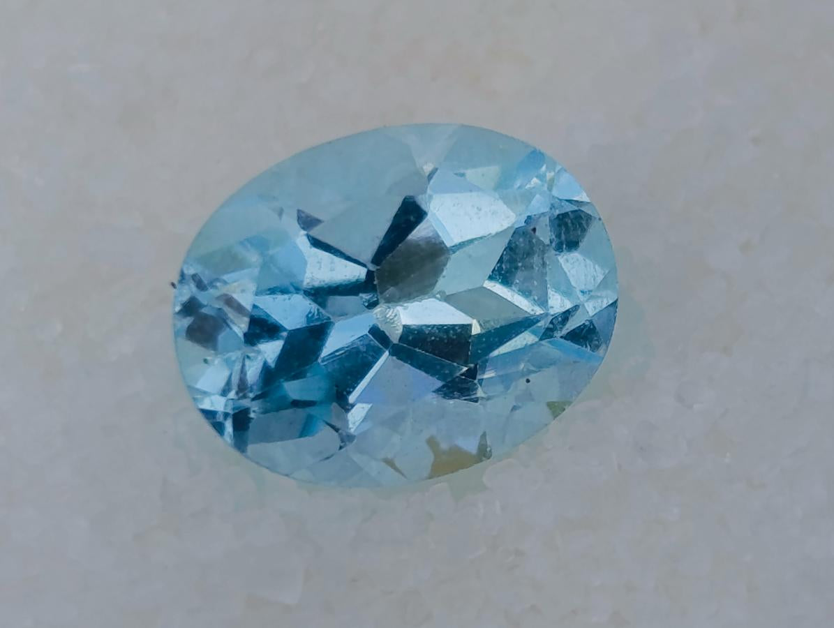 Polished Set of 3 Oval Blue Topaz Faceted Stones x 1 From Switzerland