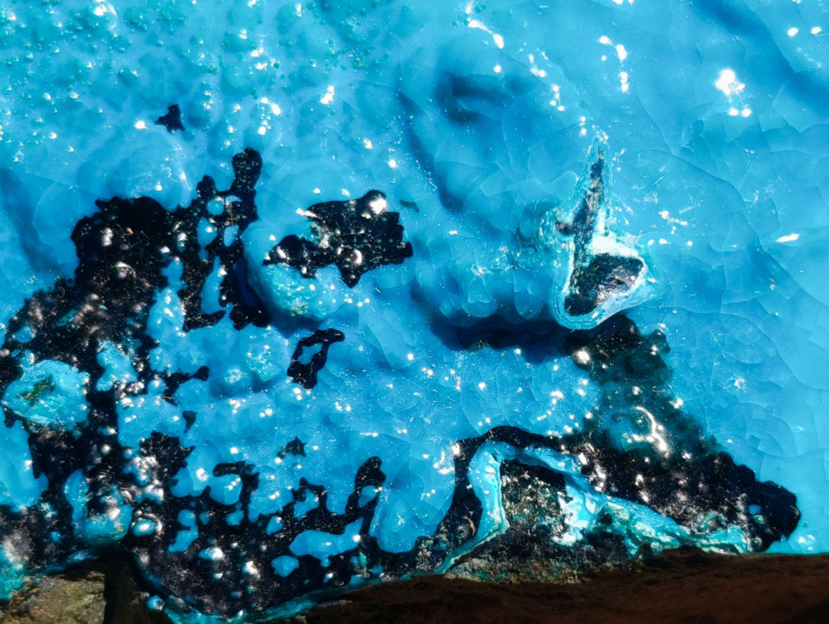 Natural High Gloss Rare Silica Chrysocolla Cabinet Specimen x 1 From Kulukuluku, Congo