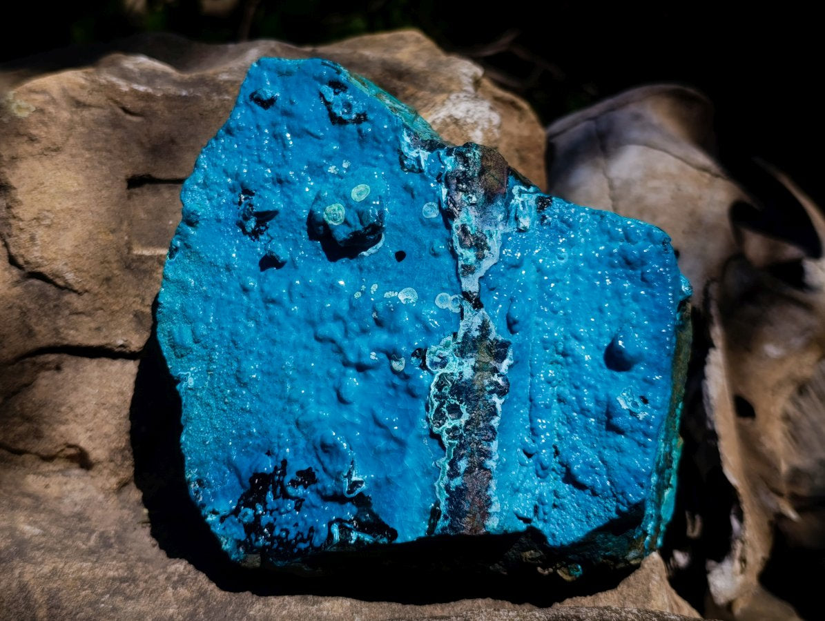 Natural High Gloss Rare Silica Chrysocolla Cabinet Specimen x 1 From Kulukuluku, Congo