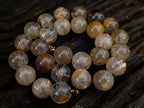 Hand Made Stunning 1980s Brazilian Golden Rutile 18 mm Bead Necklace x 1 From Brazil