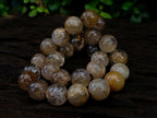Hand Made Stunning 1980s Brazilian Golden Rutile 18 mm Bead Necklace x 1 From Brazil