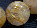 Hand Made Stunning 1980s Brazilian Golden Rutile 18 mm Bead Necklace x 1 From Brazil