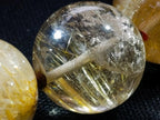 Hand Made Stunning 1980s Brazilian Golden Rutile 18 mm Bead Necklace x 1 From Brazil